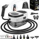 Steam Cleaner for Home, 15s Heat-Up, 1.6L Water Tank, 3-Level Adjustable Handle, Handheld Steam Cleaner for Car Detailing, Dirt, Furniture, Couch, Floor Tile, Bathroom, Bed Bugs, 12Pcs Accessories (White)