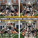 ArtCreativity Giant Spider Halloween Decorations, Includes Two 24" Spiders and a 16.4' Spider Web, Outdoor Spider Web Decoration with 2 Giant Spiders, Outdoor Halloween Decorations for Haunted House