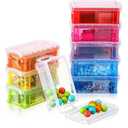 Sepamoon 9 Piece Small Plastic Storage Box with Lid Colorful Translucent Stackable Tool Storage Case Mini Sewing Box Organizer Plastic Organizer Container for Stationery, Jewelry, and More