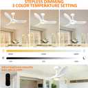 42" Solid Wood Ceiling Fan with Lights,Quiet Operation and High Airflow, 3 CCT Dimmable,Outdoor Ceiling Fan for Living Room,Bedroom(Whtie+White)