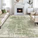 kakania Abstract 9x12 Area Rugs for Living Room: Washable Rugs Green | Soft, Non-Slip, Low-Pile, Pet & Kid Friendly - Large Modern Home Decor Carpet for Bedroom/Dining Room/Office/Nursery