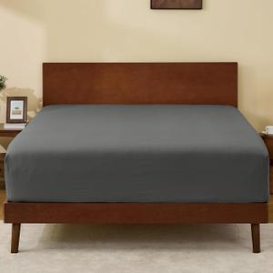 GOKOTTA King Size Fitted Sheet, Bottom Single Fitted Sheet Only with Elastic Corner Straps, Deep Pocket for 10-16 Inch Mattress - Soft Microfiber - Breathable, Hypoallergenic, Wrinkle Free - Dark Grey