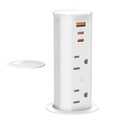 ANNQUAN 2 inch Pop Up Outlet for Countertop with 20W USB Ports,2 Outlets Tamper Resistant,Splashproof Pop Up Socket,Desk Power Grommet for Home Office Kitchen 3FT Cord (ETL Listed) (White)