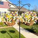 12 Bundles Artificial Daisy Flowers for Outdoors Summer Decor, UV Resistant No Fade Fake Cemetery Flowers Faux Plastic Greenery Plants for Hanging Planter Home Gardens Porch Memorial Day Decor(Colors)
