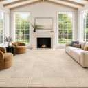 8x10 Area Rugs for Living Room: Washable Neutral Bedroom Carpet Beige