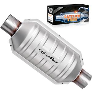 Universal Catalytic Converter - 2"/2 Inch Inlet/Outlet, Stainless Steel, High Flow with O2 Port, Universal Fit (EPA Compliant)