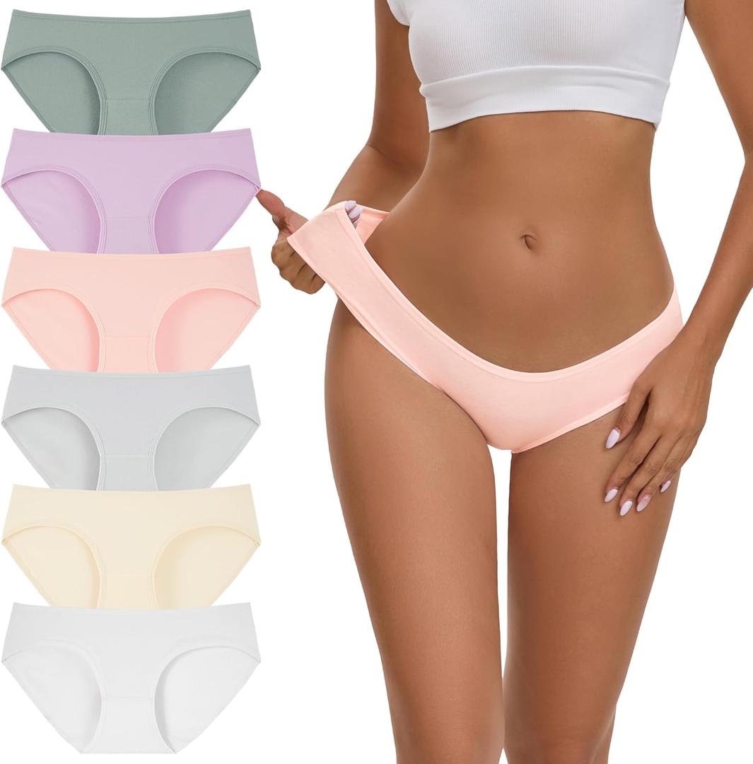 INNERSY Womens Underwear Low Rise Cotton Hipster Panties Soft Breathable Ladies Briefs 6-Pack (Medium, Pastel Dream)