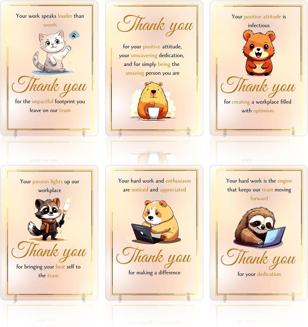 Set of 6 Employee Appreciation Gifts Bulk for Women and Men - Employee Appreciation Plaques