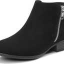 Girls Ankle Boots with Side Zipper Comfort Casual Shoes with Soft Sole for Toddler Little Big Kids, Size 2