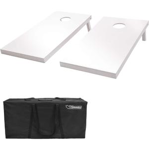 GoSports 4 ft x 2 ft Regulation Size Wooden Cornhole Boards Set with White Finish - Includes Carrying Case (No Bean Bags)