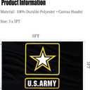 US Army Military Flag 3x5 Double Sided Heavy Duty United States Military Flag Army Black Heavy Duty 3 Ply 200D Polyester and Durable Canvas Header with 2 Brass Grommets