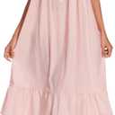AVIIER 100% Cotton Nightgowns for Women Sleeveless Sleep Dress Ladies Gowns Sleepwear with Pockets (Large, Light Pink)