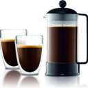 Bodum 34oz Brazil French Press Coffee Maker, High-Heat Borosilicate Glass, Black - Made in Portugal