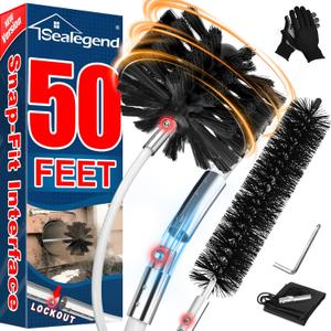 Sealegend 50 Feet Dryer Vent Cleaner Kit/Lint Remover/Fireplace Chimney Brushes/Upgraded Flexible Quick-Snap Brush with Drill Attachment for Easy to use/Cleaning Tools Use with or Without Power Drill