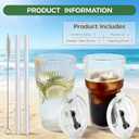 18oz Ribbed Glass Tumbler with Lids & Straws, Set of 2 -Vintage Ribbed Iced Coffee Cups, Reusable Smoothie & Cocktail Drinking Glasses - Perfect for Daily Use & Travel