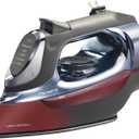 CHI Steam Iron for Clothes with 8' Retractable Cord, 1700 Watts, 3-Way Auto Shutoff, 400+ Holes, Professional Grade, Temperature Control Dial, Lava Infused Ceramic Soleplate, Black and Red (13113)