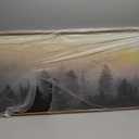 FWIEXA Misty Forest Wall Art Set Framed, Large Mountains Canvas Wall Decor, Green Nature Wall Painting, Foggy Tree Landscape Artwork 20x40 Inches for Living Room, Bedroom, Office, Gift