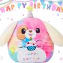 Original 14.5-Inch Large Happy Birthday Dog Plush Pillow Stuffed Animal Toy Big Size Cute Soft Kawaii Cuddle Huggable Plushie,Gift for Kids