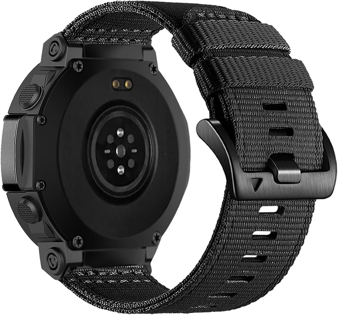 Military Style Nylon Watch Band Compatible for Amazfit T-Rex 3 Pro 48mm, Breathable Sweat-proof Nylon Wristband, Ultra Soft Sport Watch Strap