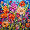 Bgraamiens-Mosaic Art Flowers-1000 Pieces Puzzle for Adults, Stained Glass Jigsaw with Flowers, Impossible Puzzle Color Challenge Hard Puzzles for Adults