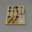 Busy Board Montessori Toys for Toddler, Wooden Sensory Board Switch Toy with Shape Sorter LED Light Up Toys Educational Plane Travel Activity for Girls & Boys