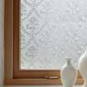 Window Privacy Film Decorative for Front Door, Bathroom Static Cling Stained Glass Sticker Opaque Heat Control UV Blocking Non-Adhesive for Home Windows 23.6y x 78.7 inches Damask