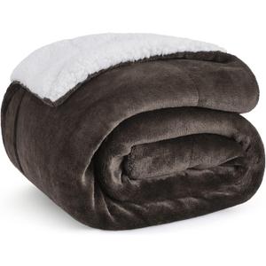 Bedsure GentleSoft Sherpa Fleece Twin Size Blanket for Couch, Non-Heated, Thick and Warm Throw for Women and Men, Soft Fuzzy Plush Twin Blanket for Winter, Brown, 60x80 Inches