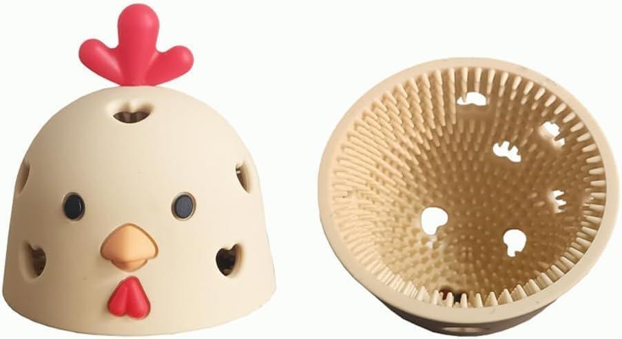 2PCS Silicone Egg Brush Cleaner, Multipurpose Vegetable and Fruit Scrubber Tool for Fresh Eggs, Egg Washer Cleaning Brush Egg Cleaner for Fresh Eggs (Khaki)
