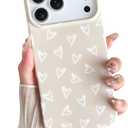 Skyseaco for iPhone 17 Pro Max Case Cute Love Heart Design Aesthetic Pattern Phone Case for Women Girls Soft Slim TPU Shockproof Phone Cover for iPhone 17 Pro Max 6.9"- Antique