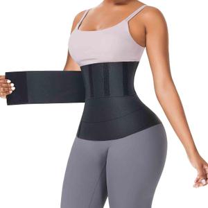 FeelinGirl Waist Trainer for Women Trimmer Belt Waist Cincher Tummy Wrap Plus Size Snatch Me Up Bandage Body Shaper (One Size (fits waist 23.5-47.5IN ), A1-black)