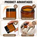 30 Pcs 4 oz Glass Jars with Lids, Amber Glass Jars with 40 Labels & 10 Spatulas, Inner Liners, LeakProof, UV-Protective,Round Glass Containers for Essential Oils, Spices, Candle Making,DIY