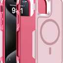 Magnetic Case for iPhone 15 Pro Max 6.7'',[Compatible with Magsafe][Heavy Duty Shockproof] [Military Grade Drop Protection][Non-Slip] Rugged Durable 4-Layer Hard Bumper Phone Cover-Pink