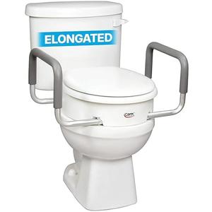 Carex 3.5 Inch Raised Toilet Seat with Arms, Elongated Toilet Seat Riser, 300 lbs Capacity, Elevating and Raising Seat for Elderly and Handicap, Universal, Slip-Resistant with Padded Handles, White