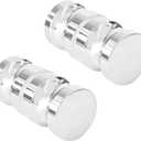 2PCS Shower Glass Door Solid Handles, Double-Sided Bathroom Pull Knobs, Chrome Plated Aluminium Alloy Replacement Handles for Groove Glass Doors