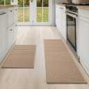 YDKGL Kitchen Mat Kitchen Rugs Sets of 2 PCS Non Slip Washable, Super Absorbent Soft Braided Kitchen Mats for Floor, Rubber Backing Comfort Standing Kitchen Sink Mat Runner Rug, Brown 17"x28"+17"x47"