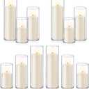 23 PCS Ivory White Pillar Candles with Glass Candle Holders Clear Hurricane Candle Holders Glass Cylinder Vases for Centerpieces Wedding Party, Event, Home Office (11 Candles+12 Candle Hoders)