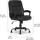 Amazon Basics Classic Puresoft PU Padded Mid-Back Office Desk Chair with Armrest, Easy Assembly, Sturdy Metal Base, Wheels, 275lb Support, 26"D x 23.75"W x 42"H, Black