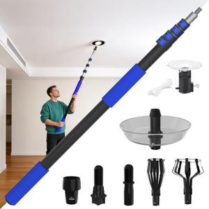 26FT Reach Light Bulb Changer for High Ceilings with Telescopic Extension Pole, 5-20Foot Light Bulb Extension Pole Changer with Baskets and Suction Cup for High Ceilings and Recessed Lights