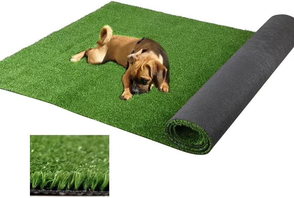 Fake Grass Artificial Turf, 4FT x 6FT 0.4 inch Pile Height Synthetic Garden Grass Lawn Rug Soft Astroturf Mat for Pets, Drainage Holes Faux Grass Carpet for Party Wedding