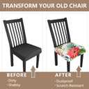 Stretch Dining Chair Seat Covers Set of 6,Dining Chair Slipcovers, Floral Printed Chair Covers,Soft Fabric Washable Upholstered Chair Seat Protector, No Rear Covers for Home Kitchen Dining Room (Summer Flowers B)