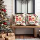 Pillow Covers Set of 2 18x18 Inch Christmas Gingerbread Couple Throw Holiday Welcome Cushion Covers Decorative Christmas Pillow Cases for Sofa Couch Bed Farmhouse Decor