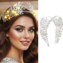 DRESBE Light Up Leaf Headband LED Greek Goddess Headbands Glow Roman Toga Hair Accessories for Women (Silver) (1 Count (Pack of 1))