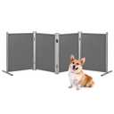 RANTILA 4 Panel Indoor Foldable Dog Fence Freestanding Dog Gate for Stairs, Hallways, or Doorways for Small Dogs- 68 X 24 Inch, Grey, Need Assembly