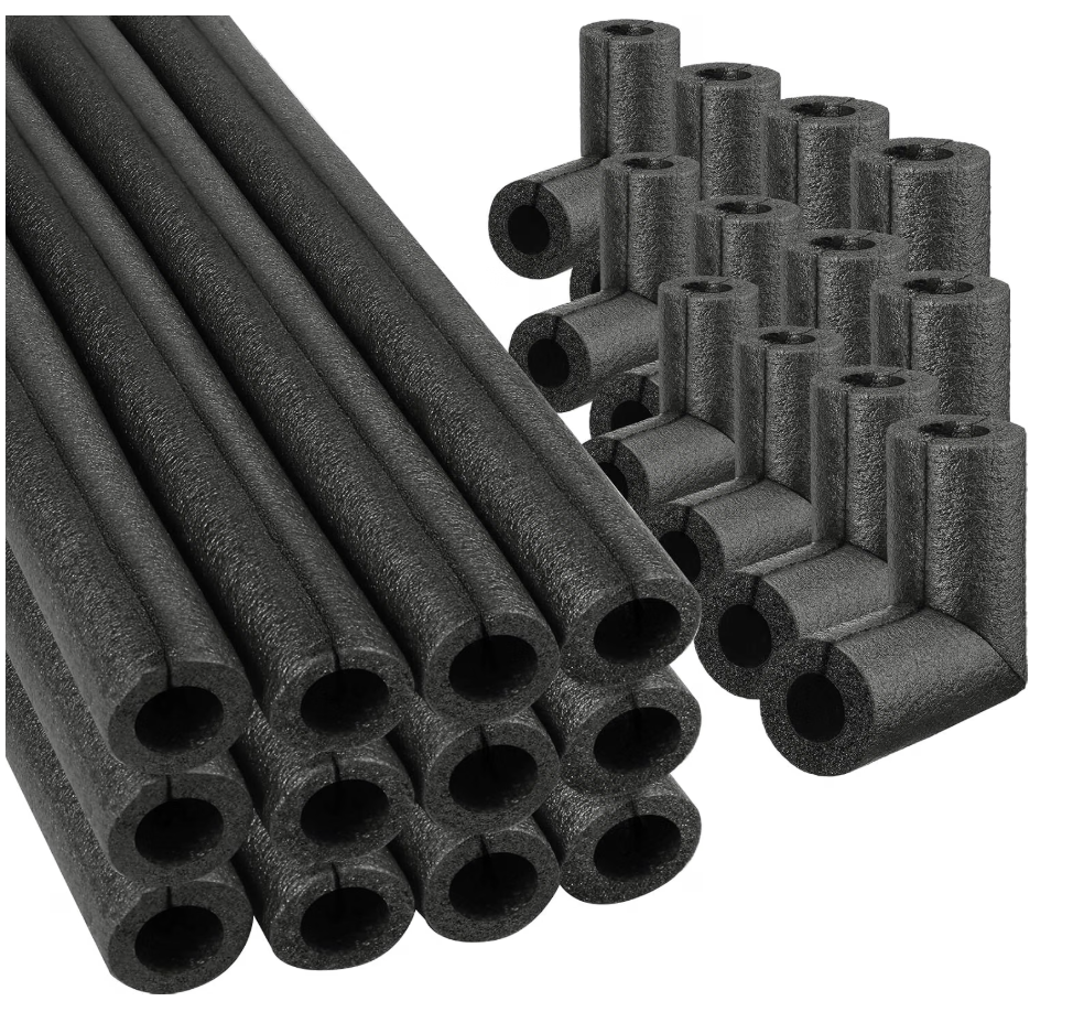 Amylove 8 Pcs 3.3 Feet Foam Pipe Insulation Foam Tube Insulating Water Pipe Pool Swim Noodles Heat Preservation Pipes Covers for Tubing Outdoor Freeze Protection(Black,1/2 Inch)