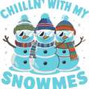 Family Chillin with My Snowmies Vibrant Cartoon Wall Decal Decoration Cute Christmas Snowman Friends Cute Cool Sunglasses Holiday Gift Lasts Years and Easily Removable - Size: 40 in(W) x 40 in(H)