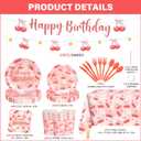 170 PCS Cherry Birthday Party Supplies Serves with 24 Includes Plates and Napkins,Banners,Cups and Tablecloth, Birthday Decorations(Cherry)