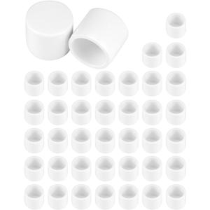 QWORK PVC Pipe End Cap Fitting, 40 Pack 1/2" Furniture Grade SCH40 Pipe Plug Socket Fitting, External End Cap, White (0.5 Inch)