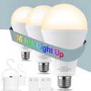 3 Pack Rechargeable Light Bulbs, Battery Emergency Light Bulb 9W Up to 24 Hours, 3000K Soft White, Battery Backup Light Bulb for Home Power Failure (3 Packs)