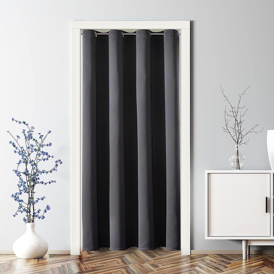 ChrisDowa Grommet Blackout Curtains for Bedroom - Thermal Insulated Room Darkening Curtains for Living Room (1 Panel Set, Dark Grey,52W x 84L)