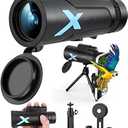 12x50 High Power HD Monocular Telescope with Phone Adapter & Tripod, Waterproof Compact Monocular for Bird Watching, Hiking, Camping - Clear Low Light Vision